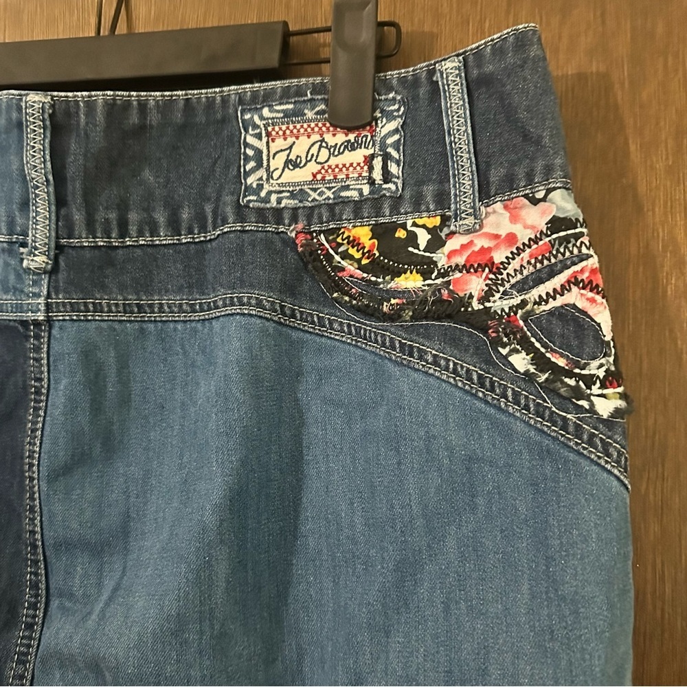 Joe Browns Multicolour Blue Patchwork Denim Skirt with Bird Embroidery Sz 12 - Picture 9 of 13